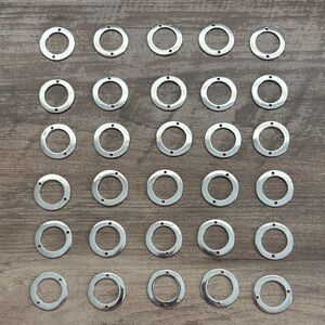 Silver Round Open Washer Charms (30)— Small Flat Metal Links